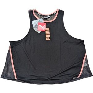 PUMA Women Plus 1X Black Pink Tank Top Shirt Athletic Athleisure Workout NWT